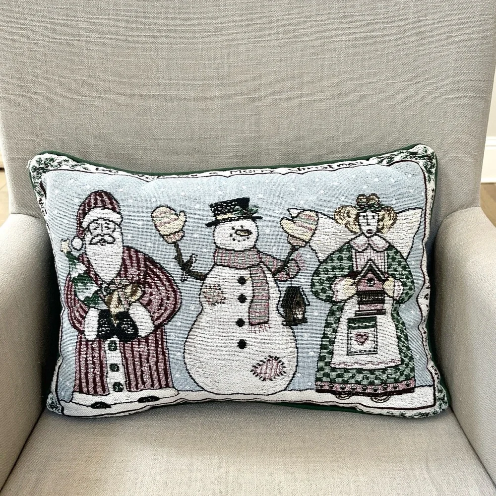 Vintage Holiday Tapestry Pillow